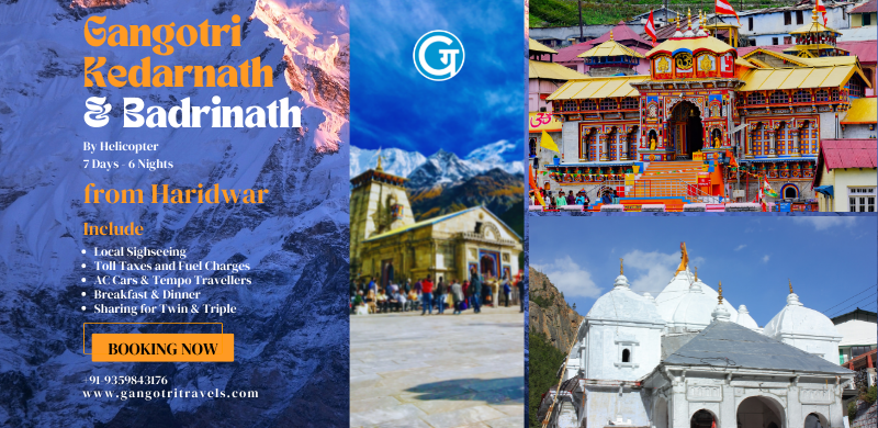 7 Days 6 Nights Teen Dham Yatra Tour Package, Gangotri Kedarnath Badrinath dham yatra by Helicopter from Haridwar- GangotriTravels